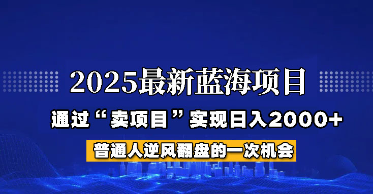 2025年藍海項目，如何通過“網創項目”日入2000+