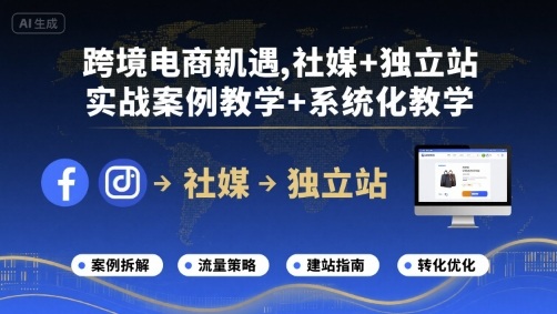 跨境電商新機遇，社媒+獨立站，實戰案例教學+系統化教學