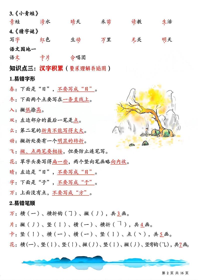 一下語文期中復習重點知識匯總