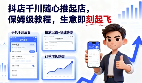 抖店千川隨心推起店,保姆級教程,生意即刻起飛