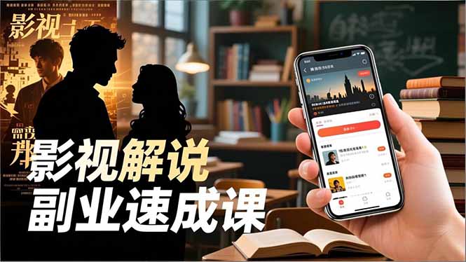 Tk影視解說副業速成課,軟件安裝、全流程實操、爆款預設,新手兩周變現