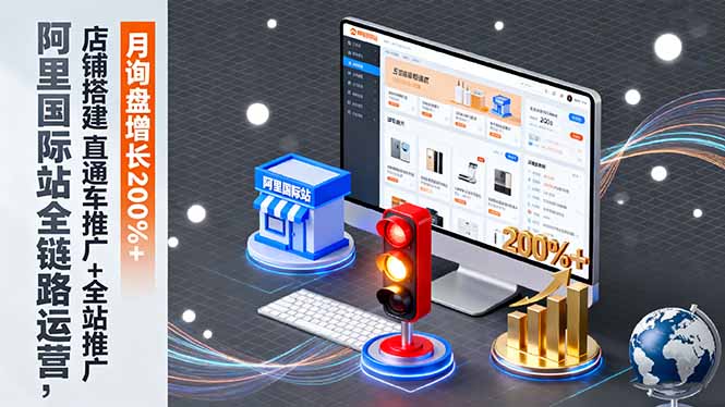 阿里國際站全鏈路運營,店鋪搭建+直通車推廣+全站推廣,月詢盤增長200%+