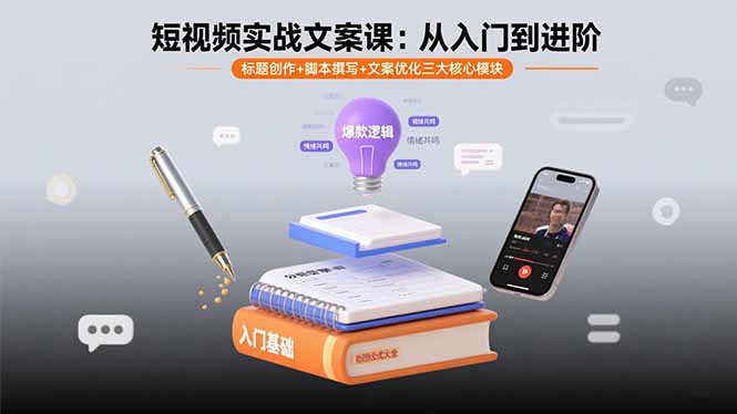 短視頻實戰文案課：從入門到進階 標題創作+腳本撰寫+文案優化三大核心模塊