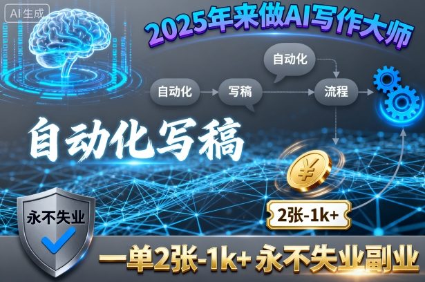 2025年來做AI寫作大師，自動(dòng)化寫稿，一單2張-1k+，永不失業(yè)副業(yè)