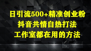 日引流500+精準創業粉，抖音共情自熱打法，工作室都在用的方法