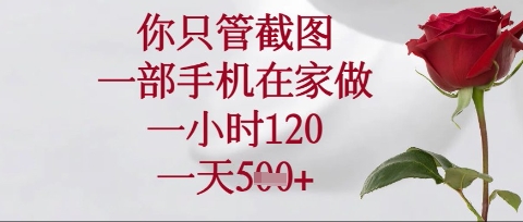 你只管截圖,一部手機在家操作,一小時120.一天5張【揭秘】