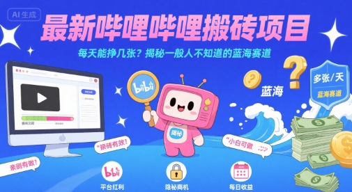最新嗶哩嗶哩上B站搬磚項目,每天能掙幾張?揭秘一般人不知道的藍海賽道
