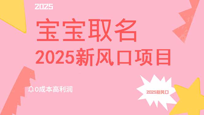 2025新風口項目寶寶取名，0成本高利潤，附保姆級教程，月入過萬不是夢