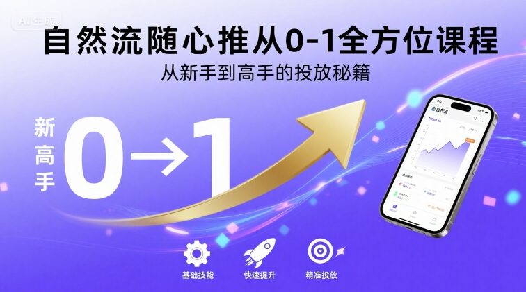 自然流隨心推從0-1全方位課程,從新手到高手的投放秘籍
