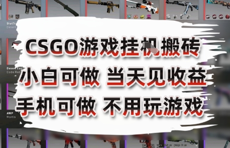 CSGO游戲掛G搬磚，小白純手機即可操作，不用電腦打游戲，日入3張+，副業網創項目【揭秘】