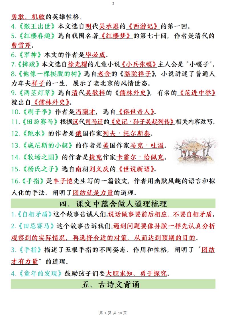 五下語文全冊必背知識點