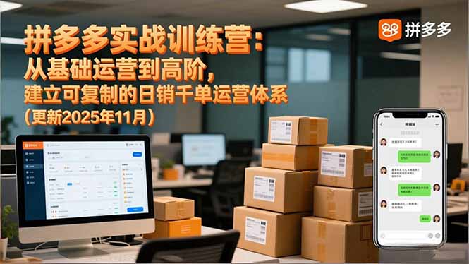 拼多多實戰(zhàn)訓練營:從基礎運營到高階,建立可復制的日銷千單運營體系(更新11月