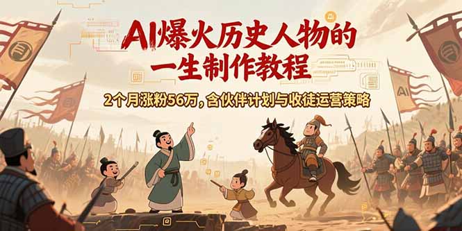 AI歷史人物賽道課程,2個月漲粉56萬,含伙伴計劃與收徒運營策略