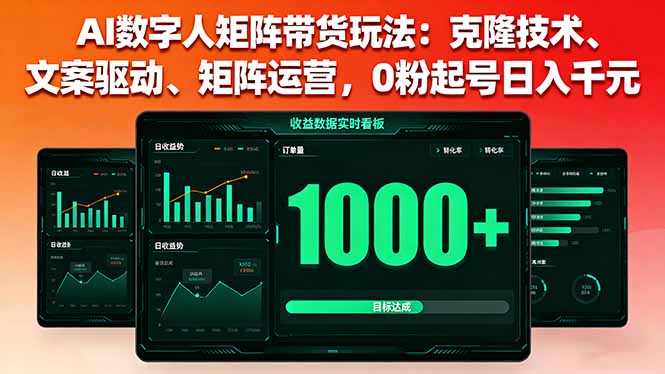 AI數字人矩陣帶貨玩法:克隆技術、文案驅動、矩陣運營,0粉起號日入千元