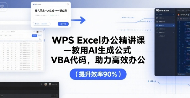 WPS Excel辦公精講課，教用 AI 生成公式，VBA 代碼，助力高效辦公