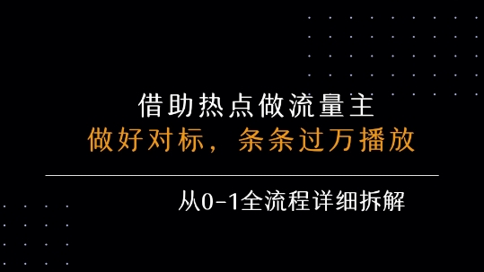 借力熱點，乘順風車玩流量主，條條過萬播放， 每月收益5k+，從0-1全流程詳細拆解