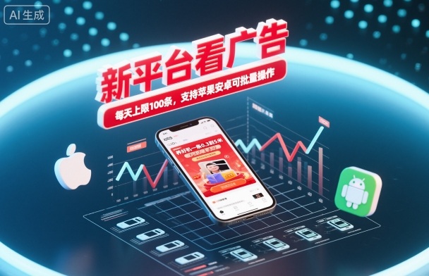 新平臺看廣告,養(yǎng)好機一條0.3到5米,每天上限100條,支持蘋果安卓可批量操作
