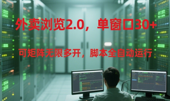 外賣瀏覽2.0，單窗口30+可矩陣無限多開，腳本全自動運行【揭秘】