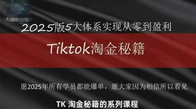 TikTok跨境2025淘金秘籍，?2025TikTok從0到盈利變現(xiàn)