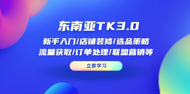 東南亞TK3.0:新手入門/店鋪裝修/選品策略/流量獲取/訂單處理/聯盟營銷等