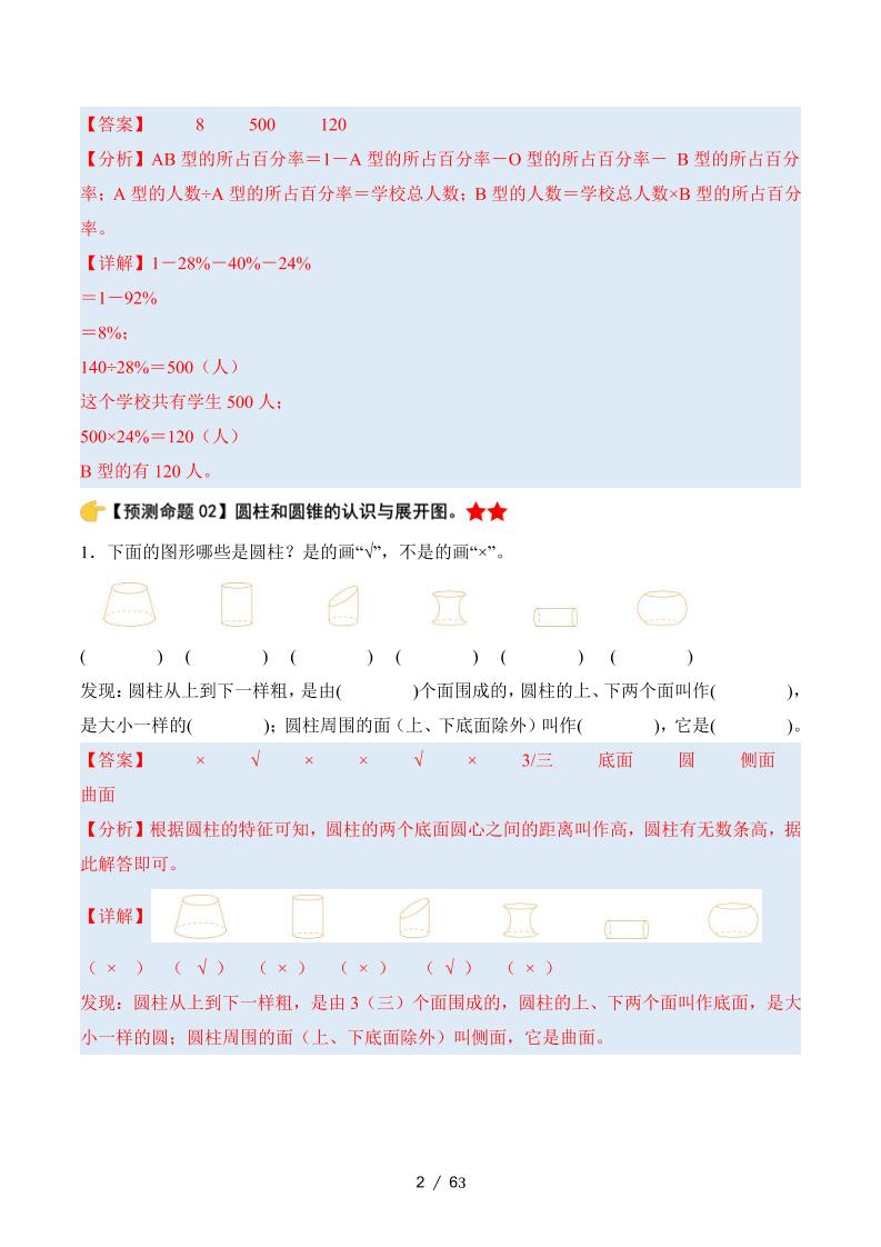 六下數學期中復習·終極壓軸版（解析版）蘇教版63頁