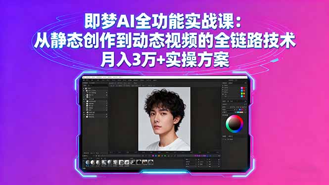 即夢AI全功能實戰課:從靜態創作到動態視頻的全鏈路技術 月入3萬+實操方案