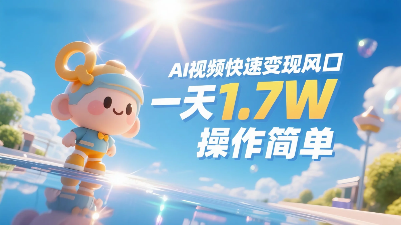 《Ai視頻變現風口，一天1.7W，收入無上限，操作簡單》