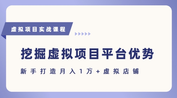 抓住虛擬項目各平臺優勢,新手輕松月入1W+(給出具體建議)