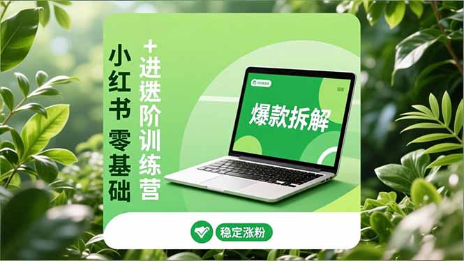 小紅書零基礎+高階訓練營：安全養號、爆款拆解、長效運營，實現穩定漲粉與變現