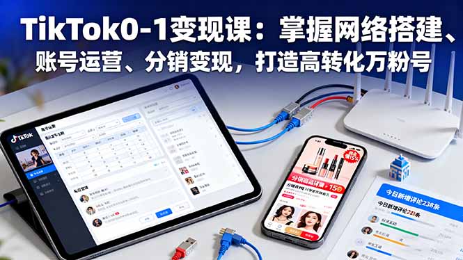 TikTok0-1變現課：掌握網絡搭建、賬號運營、分銷變現，打造高轉化萬粉號