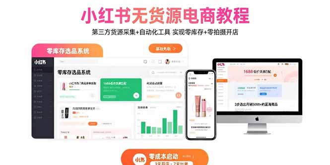 小紅書無貨源電商教程:第三方貨源采集+自動化工具 實現零庫存+零拍攝開店