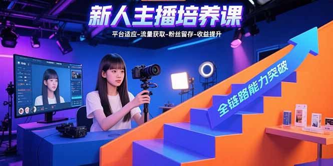 新人主播培養課：平臺適應-流量獲取-粉絲留存-收益提升 全鏈路能力突破