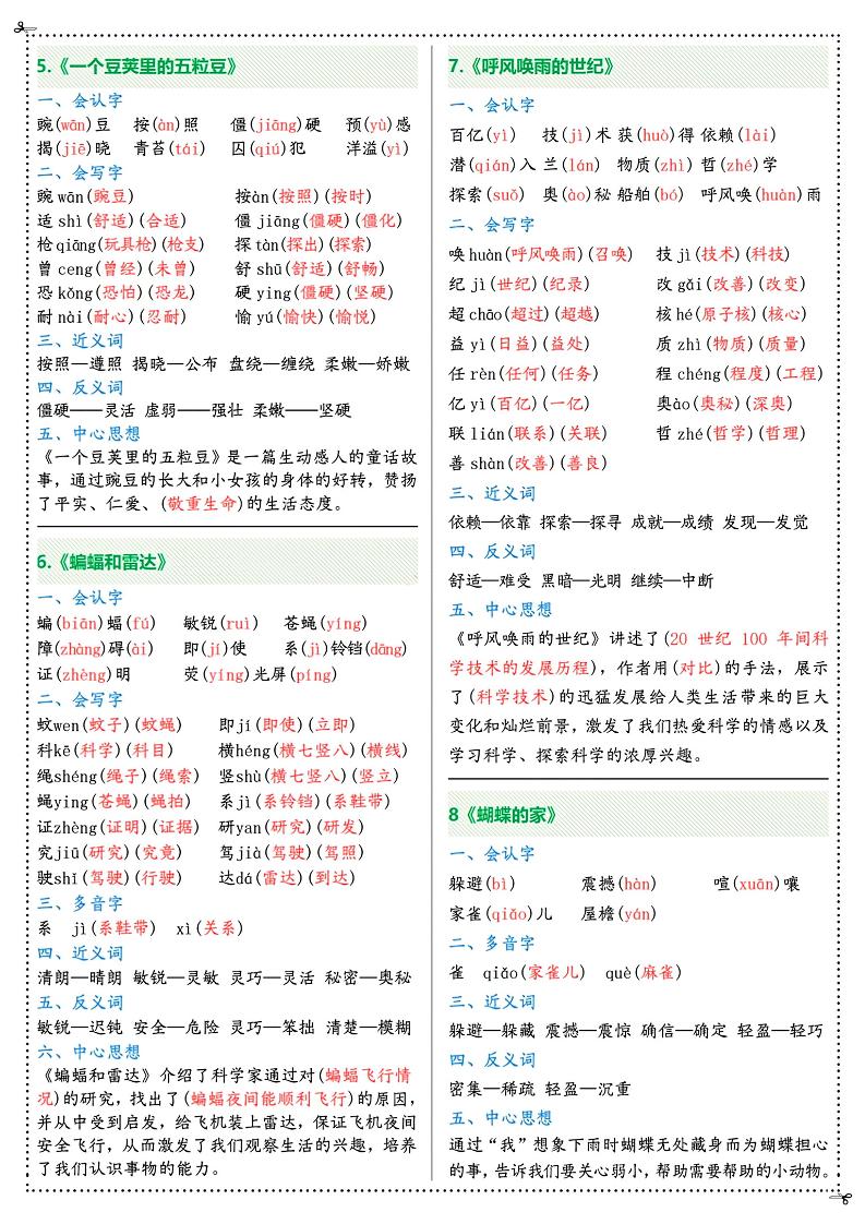 三升四年級上冊語文彩虹課課貼（7頁）-四上語文