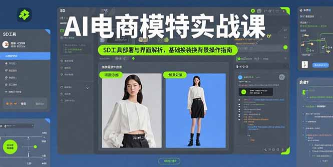 AI電商模特實戰課，SD工具部署與界面解析，基礎換裝換背景操作指南