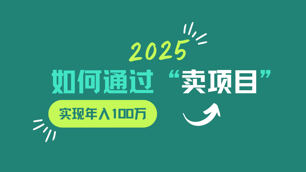 2025年如何通過“賣項目”實現年入100w