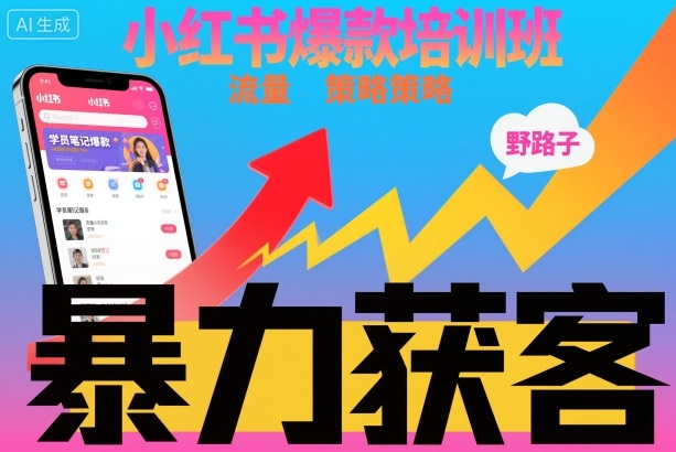 小紅書爆款培訓(xùn)班，小紅書獲客野路子流量打法，暴力持續(xù)獲客