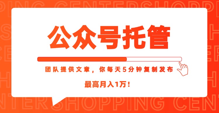 【公眾號托管 】我提供文章,你每天5分鐘復制發布,最高月入1W