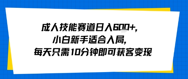 成人技能賽道日入多張，小白新手適合入局，每天只需10分鐘即可獲客變現(xiàn)