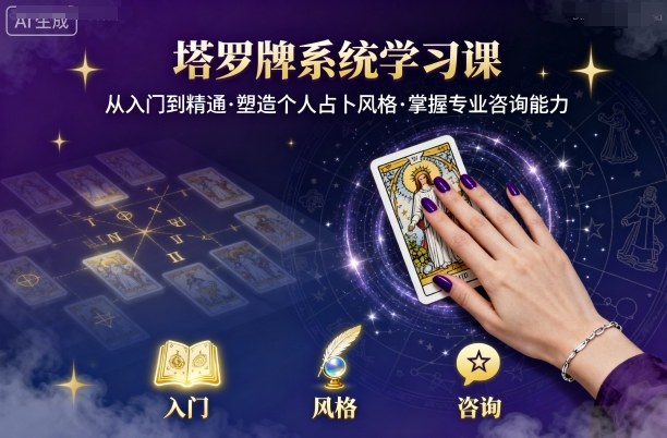 塔羅牌系統學習課,助你從入門到精通,塑造個人占卜風格,掌握專業咨詢能力