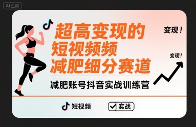 超高變現的短視頻減肥細分賽道,減肥賬號抖音實戰訓練營