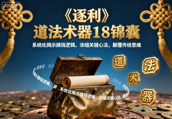 《逐利》道法術器18錦囊，系統化揭示搞錢邏輯，濃縮關鍵心法，顛覆傳統思維