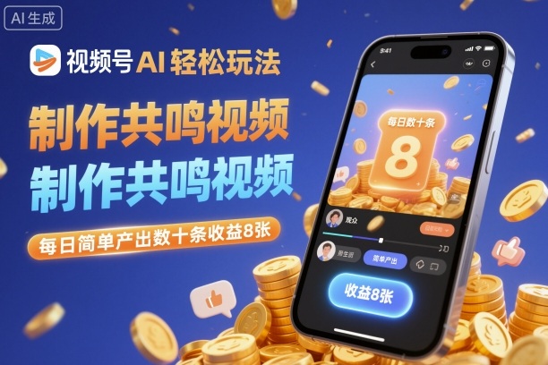 視頻號AI輕松玩法，制作共鳴視頻，每日簡單產出數十條收益8張