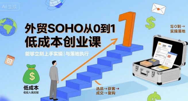 外貿SOHO從0到1低成本創業課，能夠立刻上手實操與落地執行