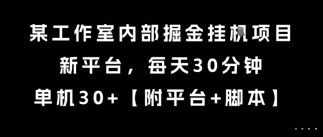 某工作室內部掘金掛G項目,新平臺,每天30分鐘,單機30+【揭秘】