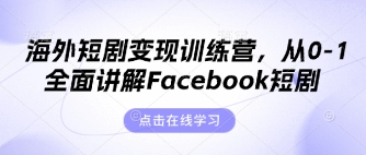 海外短劇變現(xiàn)訓(xùn)練營(yíng),從0-1全面講解Facebook短劇