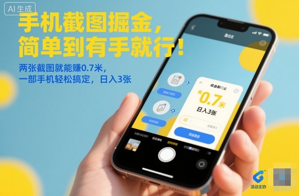 手機截圖掘金，簡單到有手就行！兩張截圖就能賺0.7米，一部手機輕松搞定，日入3張【揭秘】