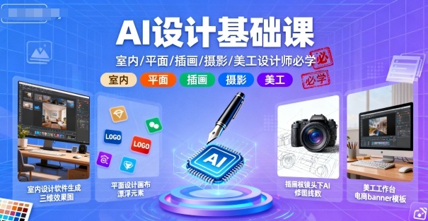 AI設計基礎課，室內、平面、插畫、攝影、美工設計師必學的