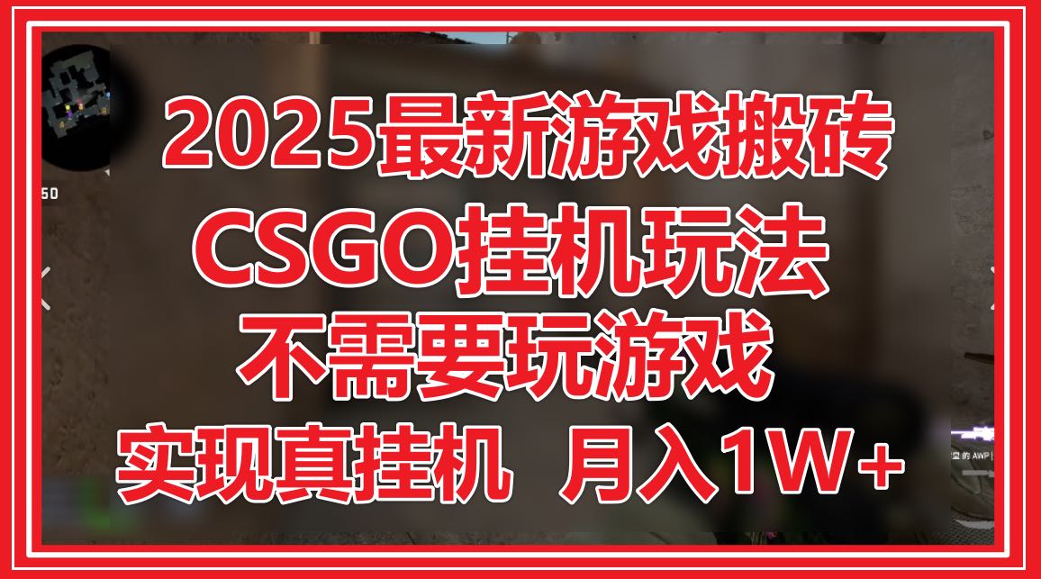 2025最新游戲搬磚，CSGO掛機，不需要玩游戲，實現真掛機，月入1W+