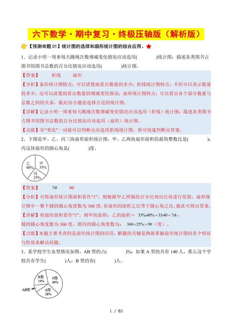 六下數學期中復習·終極壓軸版（解析版）蘇教版63頁