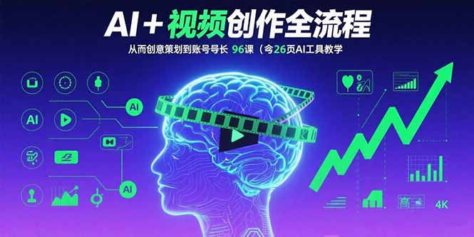 AI+短視頻創作全流程：從創意策劃到賬號增長，96節課(含26項AI工具教學